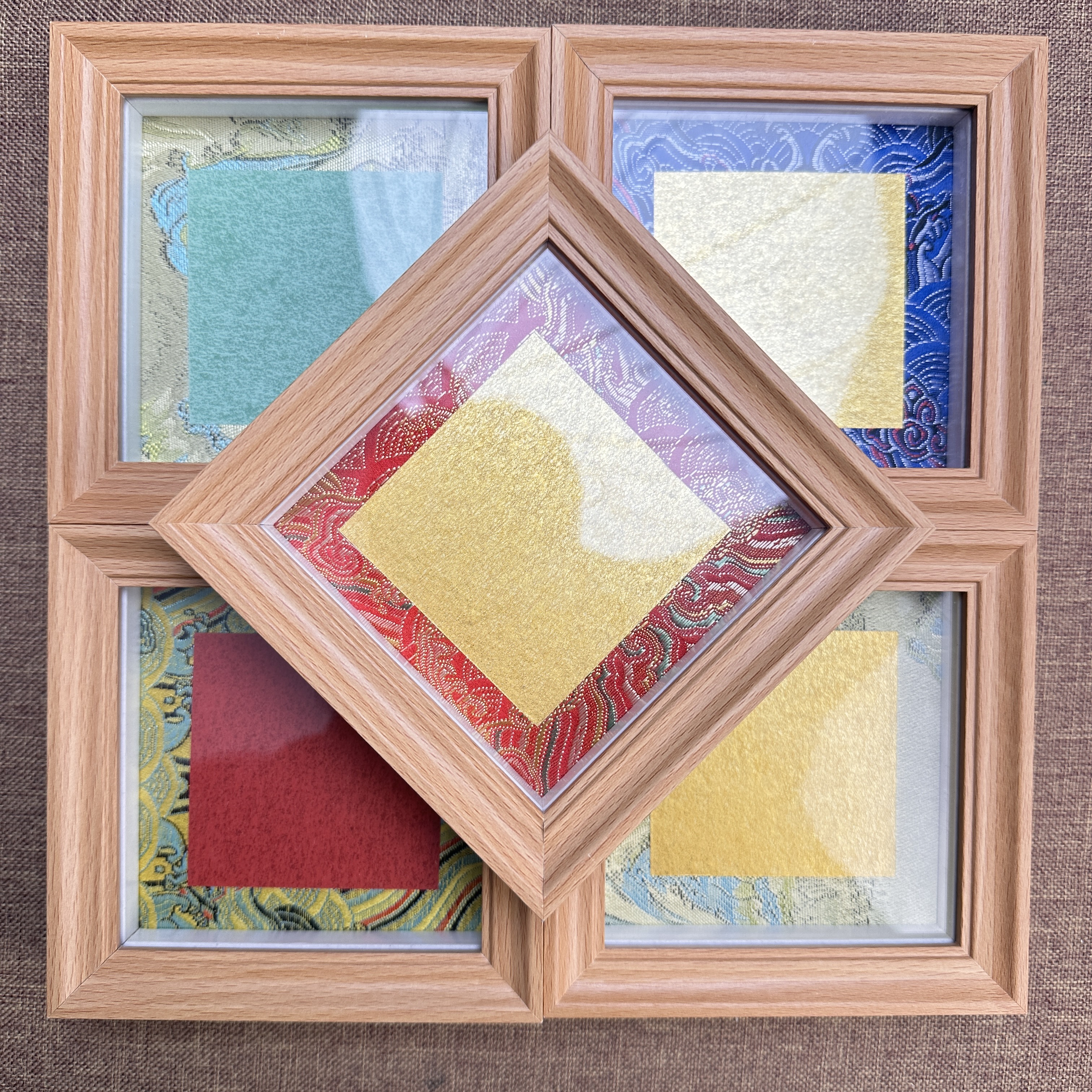 【五个新型宋锦卡加相框】内径10x10cm