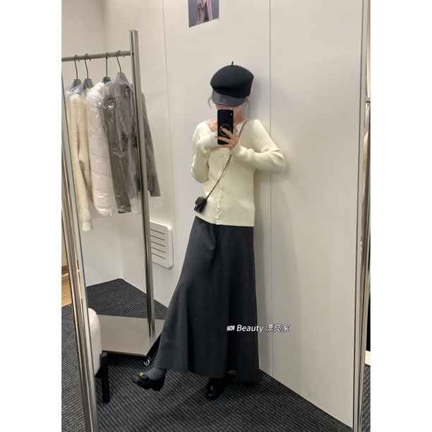 Beauty（9BT0228#）加厚质感 抽绳垂感显瘦针织半身裙11-26