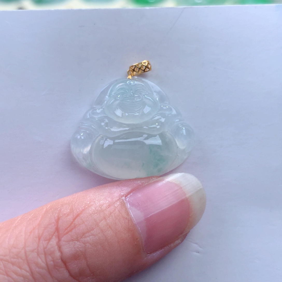 翡翠吊坠(不含链)18K金镶嵌