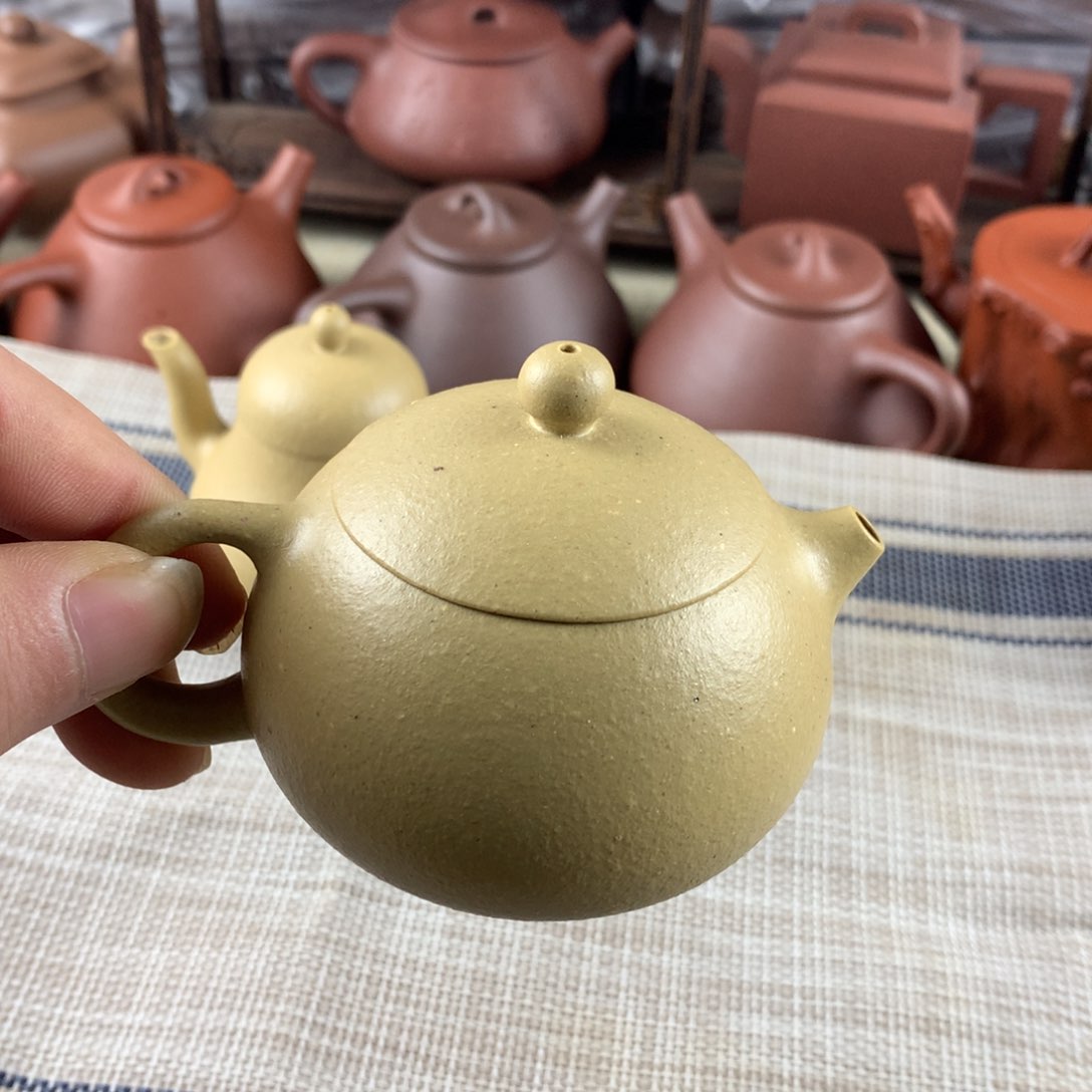 紫砂茶壶大水潭梨皮绿泥