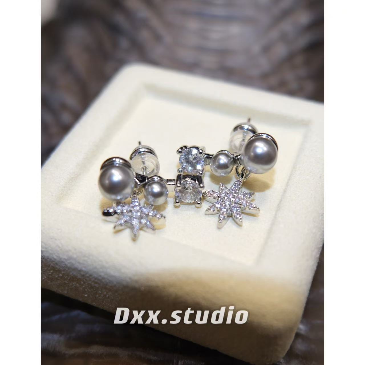 铜合金锆石耳饰 耳环简约百搭气质满钻镶嵌耳饰44958