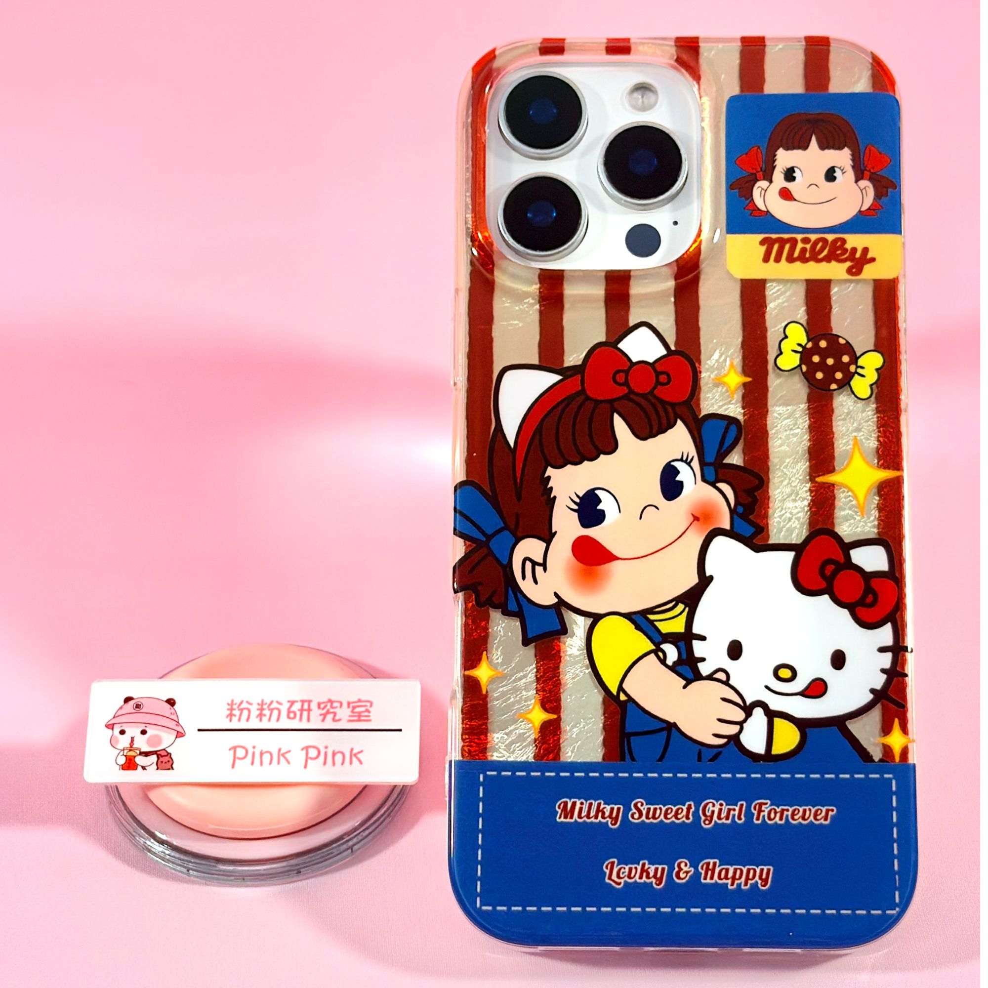 适用iphone16promax/15/14/13pro苹果手机壳 粉粉/ins牛奶妹kt抱