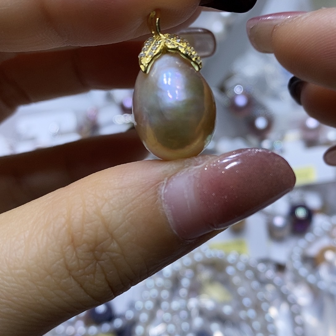 淡水珍珠耳钉银S925镶嵌