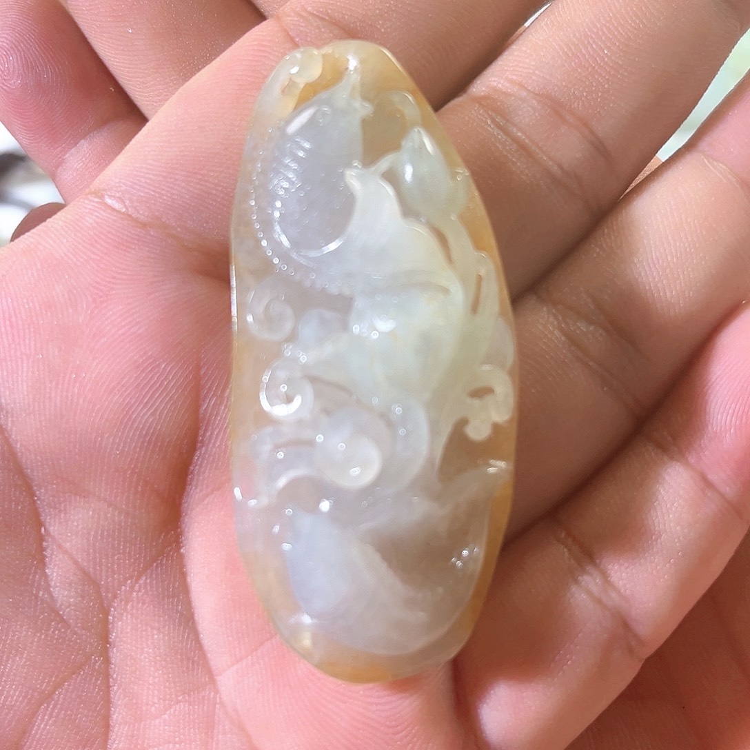 【闪购商品】颈饰未镶嵌翡翠双鱼戏莲