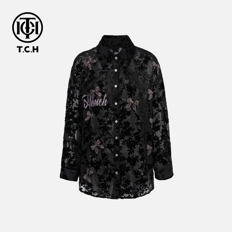 TCH私服烫钻工艺新时尚淑女百搭新潮流衬衫女T75C13E5030轻奢tch