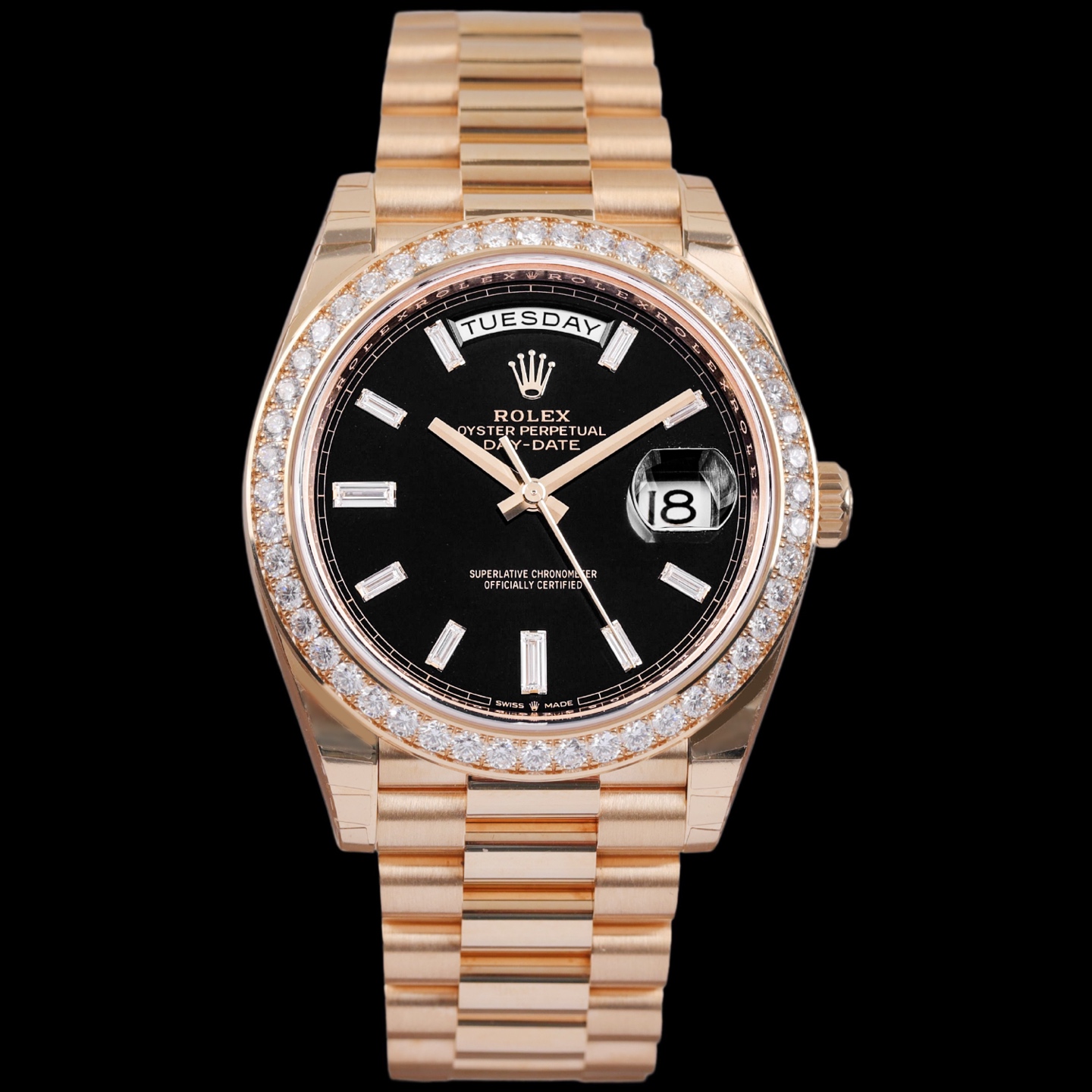 99新 Rolex/劳力士 黑冰糖钻刻 星期日志型228348 表径40mm 
