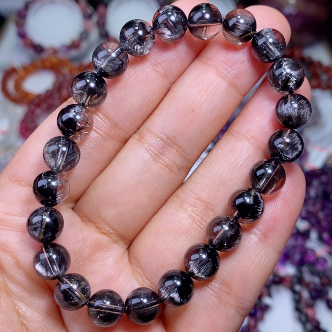 水晶手链未镶嵌黑银钛