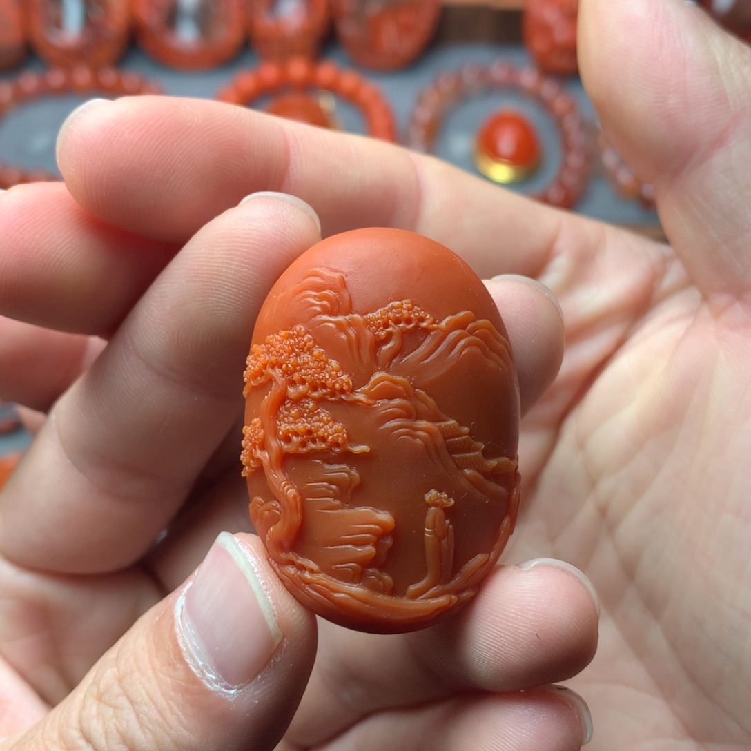 南红玛瑙未镶嵌1山水牌