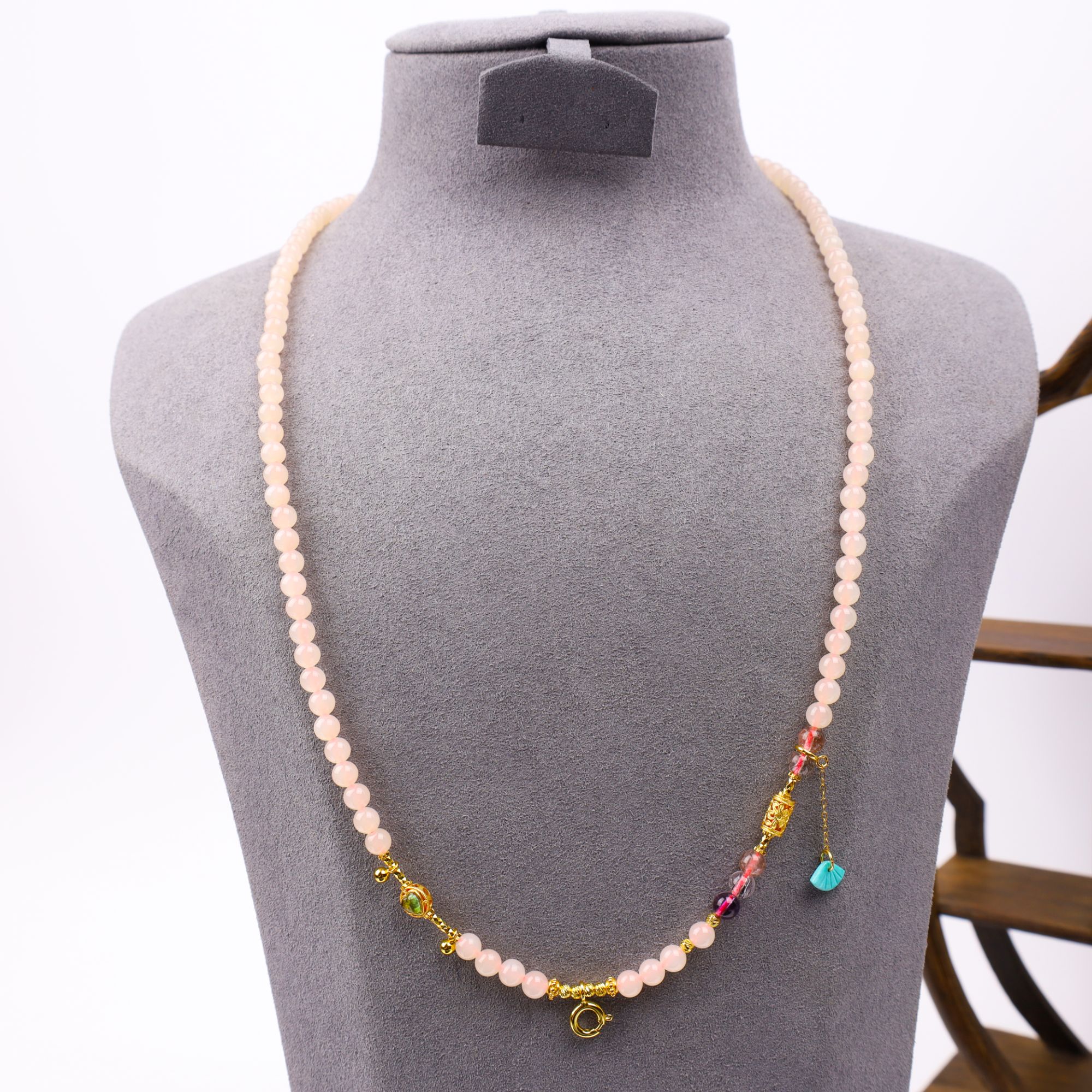 【心如珠宝】和田玉藕粉万能链（绿松配饰多样性发其一）JY823985699