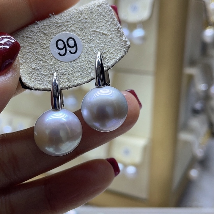 淡水珍珠耳饰银S925镶嵌
