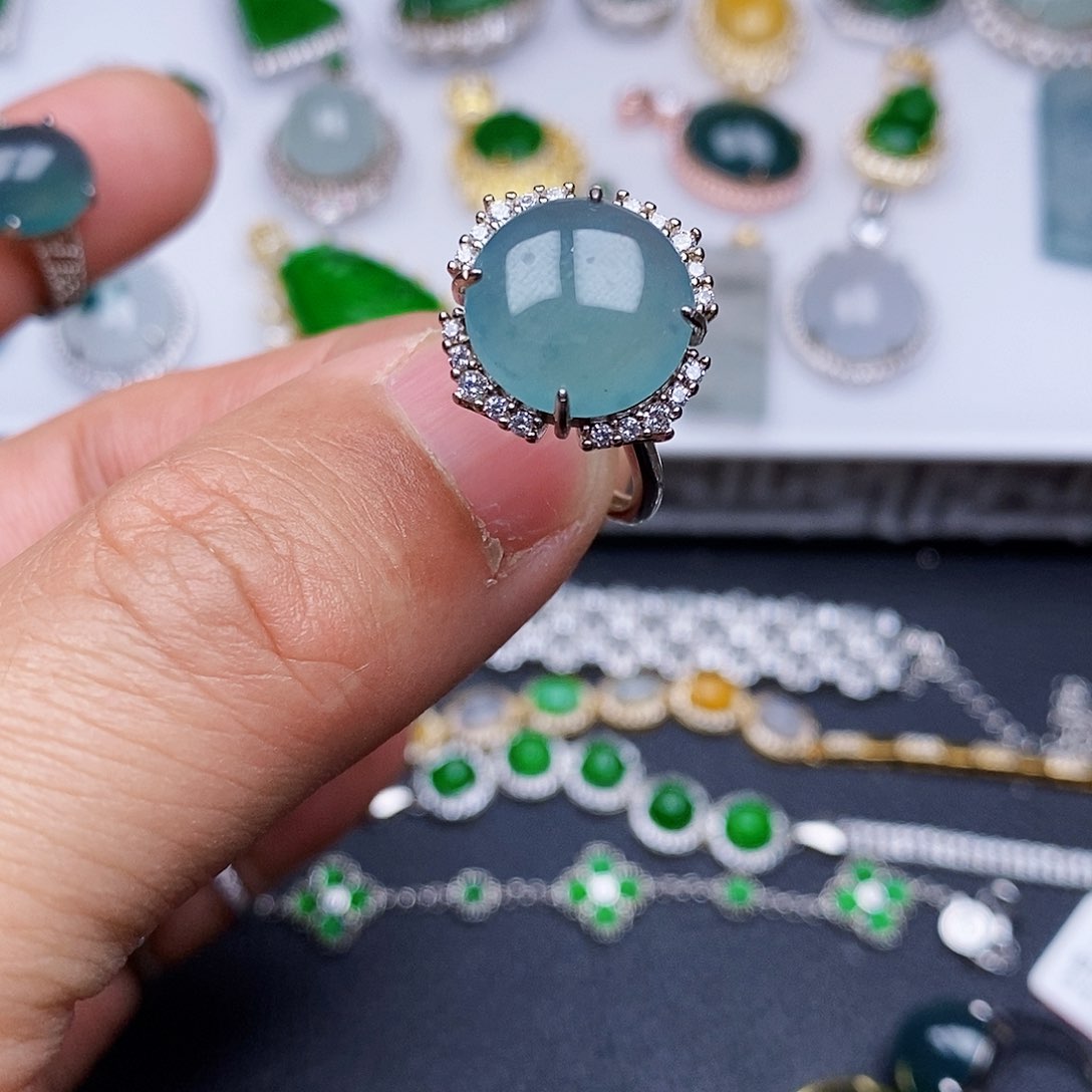 翡翠戒指银S925镶嵌w****?戒指