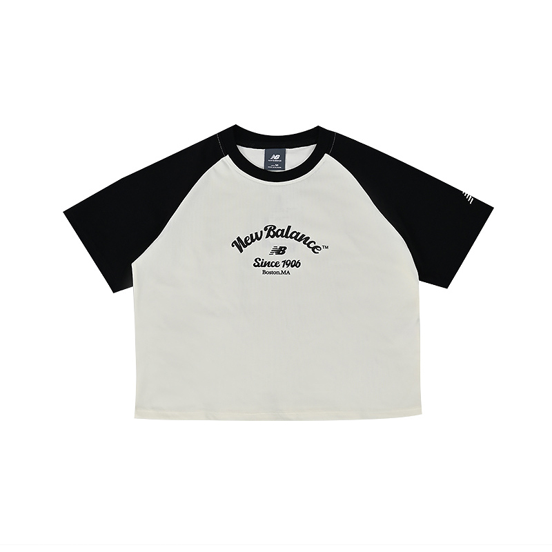 New Balance NB新款夏季女子圆领运动休闲拼色短袖T恤NEF22202-BK