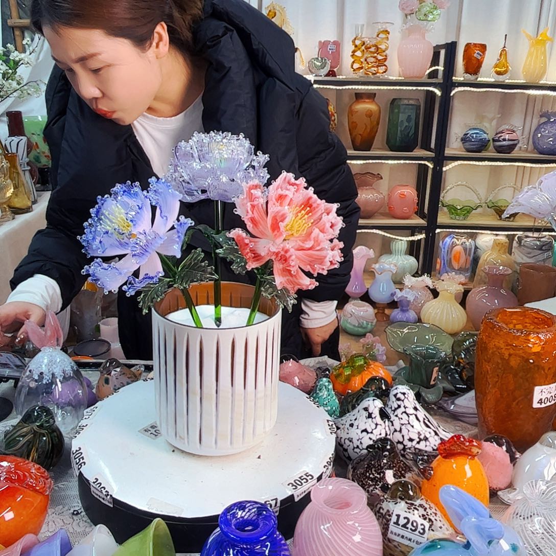 福粒不退不换琉璃花瓶艺术品