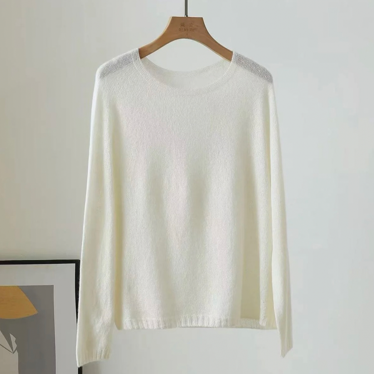 秋冬慵懒风圆领羊毛针织打底衫女宽松百搭显瘦