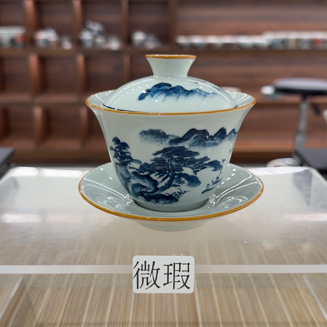 釉下手绘茶具微瑕
