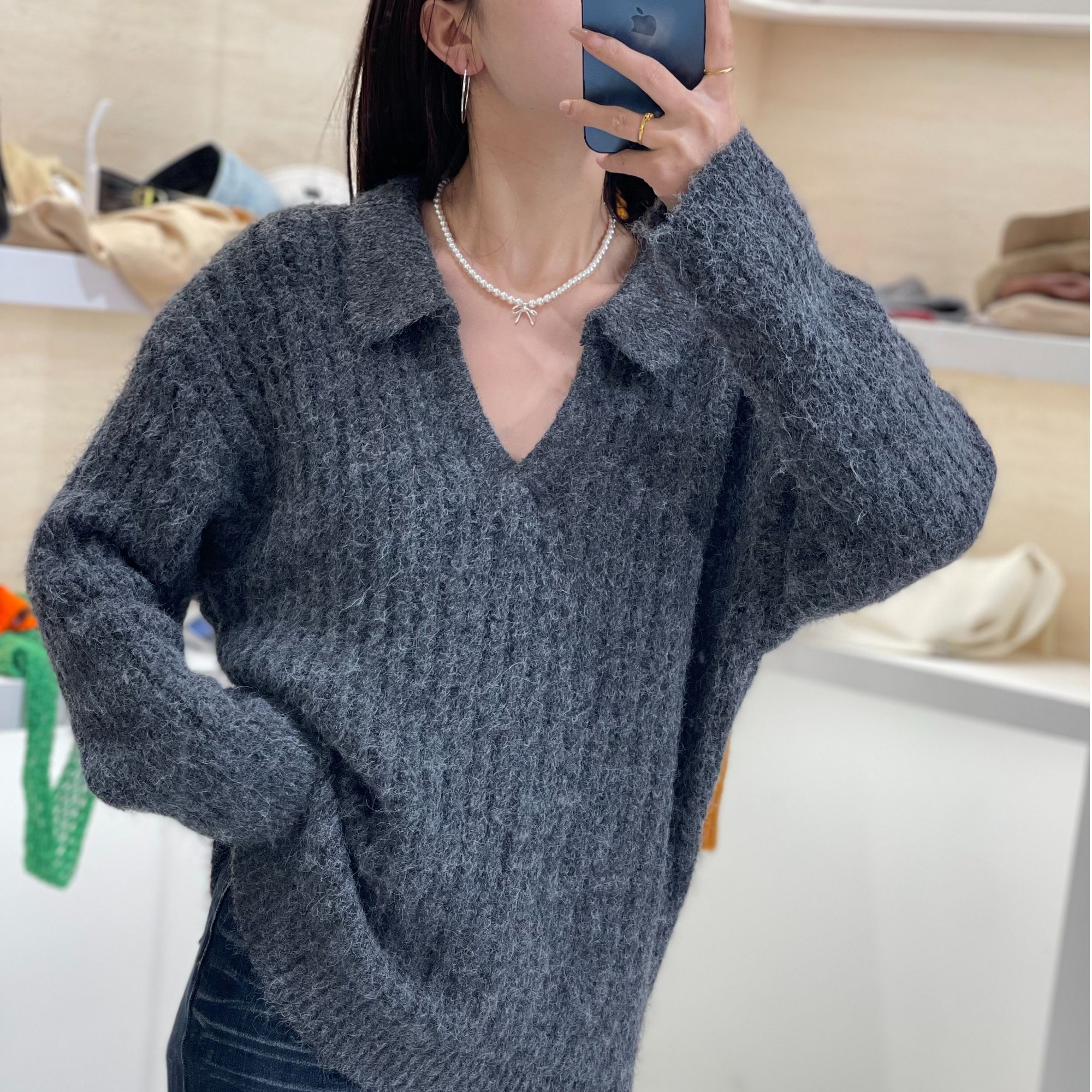 针织心形慵懒风宽松型女毛针织衫毛衣时尚网红C061