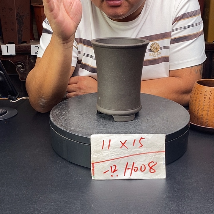 紫砂花盆货号一只H008