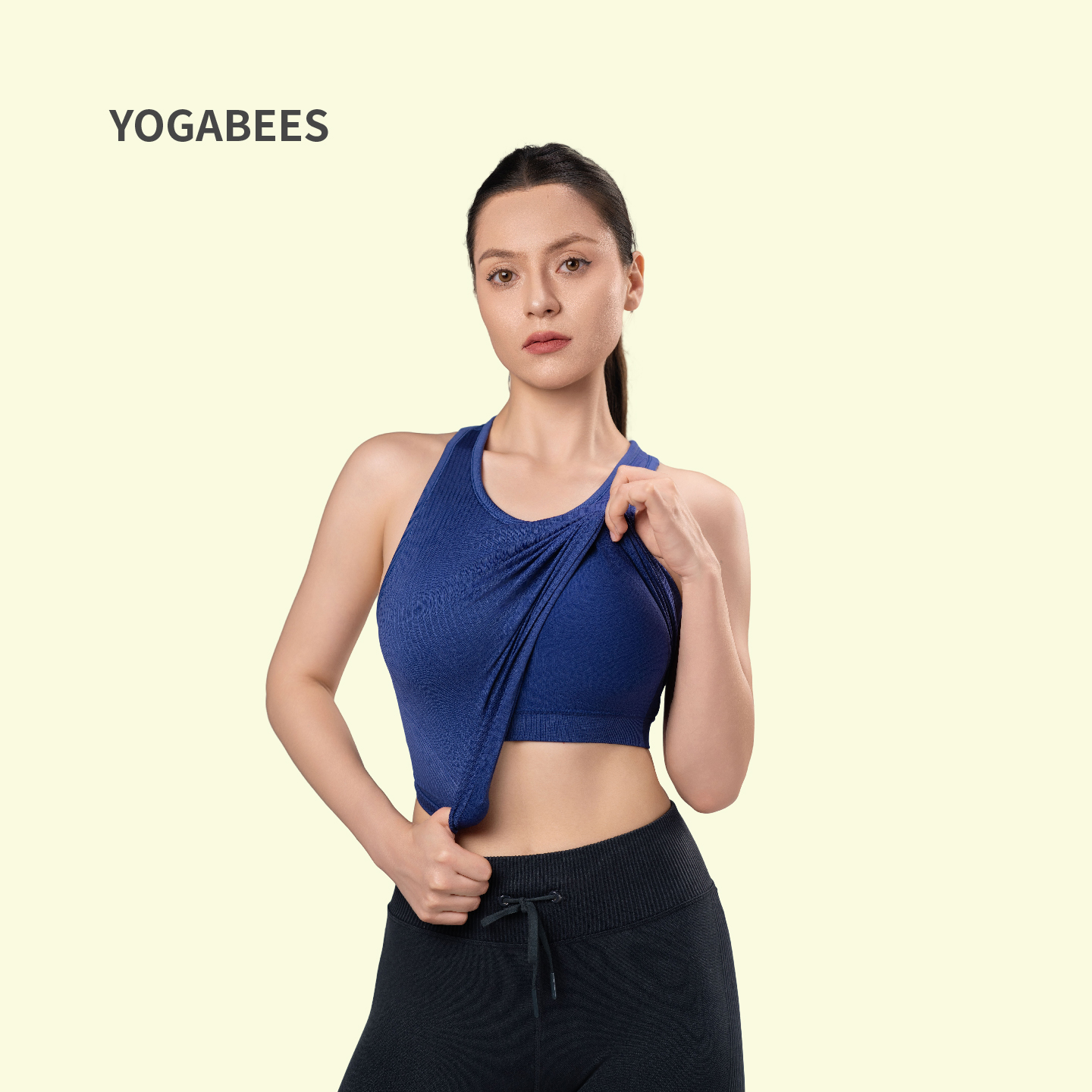 yogabees女瑜伽健身衣健身服女带胸垫一体欧美显瘦运动极简风