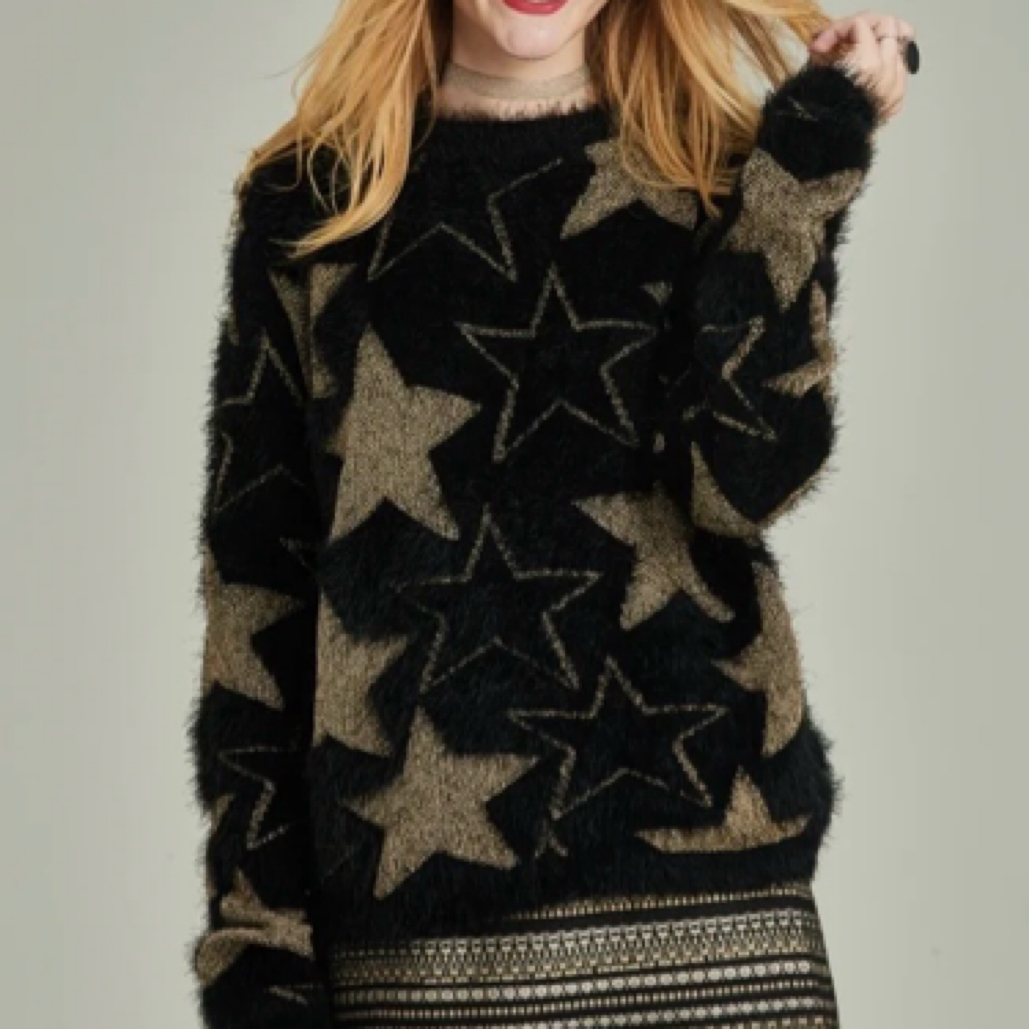 99新 YSL/圣罗兰 D500761/星星印花圆领长袖/S码