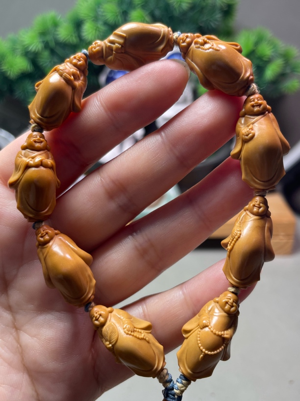 1.5十小弥勒整身站立弥勒精品橄榄核雕文玩手串男女士手串