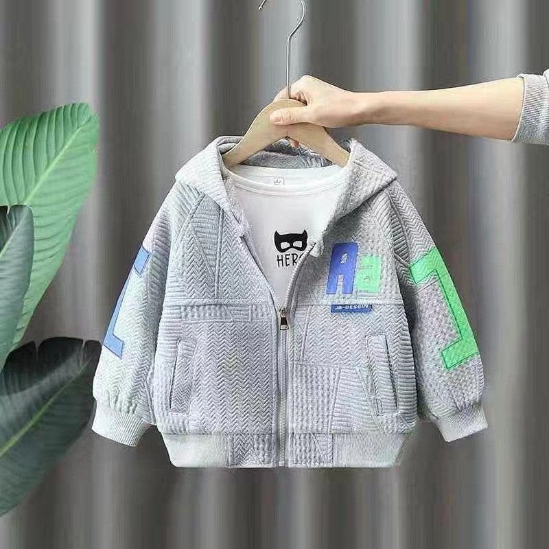 网红炸街男童春装外套2025春秋季新款洋气儿童连帽帅气时髦男孩休