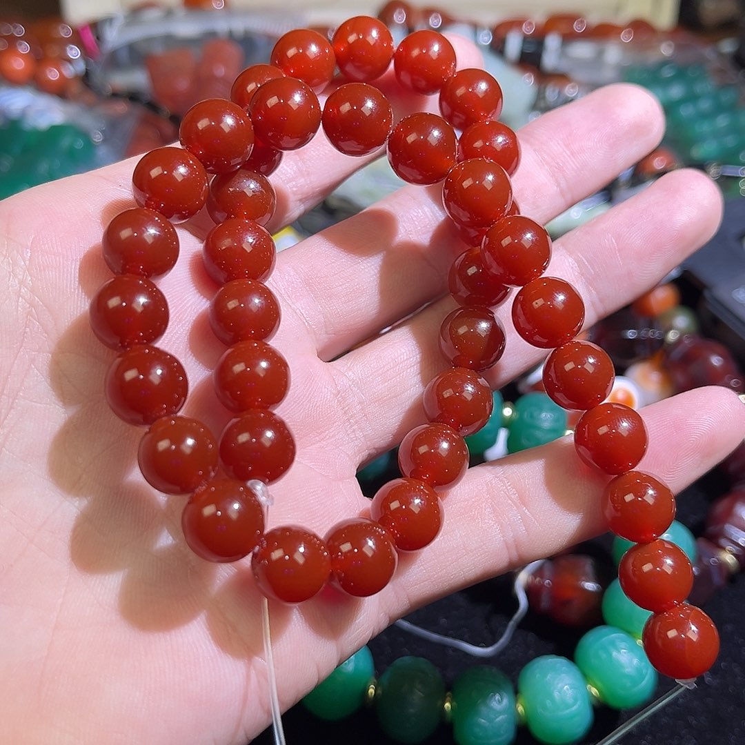 玛瑙/玉髓未镶嵌珠宝半成品红玛瑙卡10mm