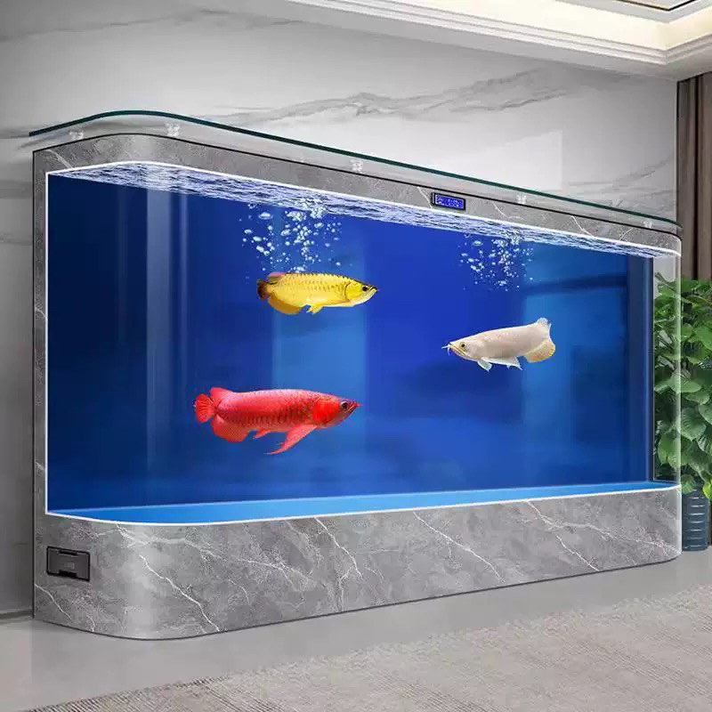 鸿鼎落地式靠墙超大热弯玻璃一体成型家用客厅水族箱