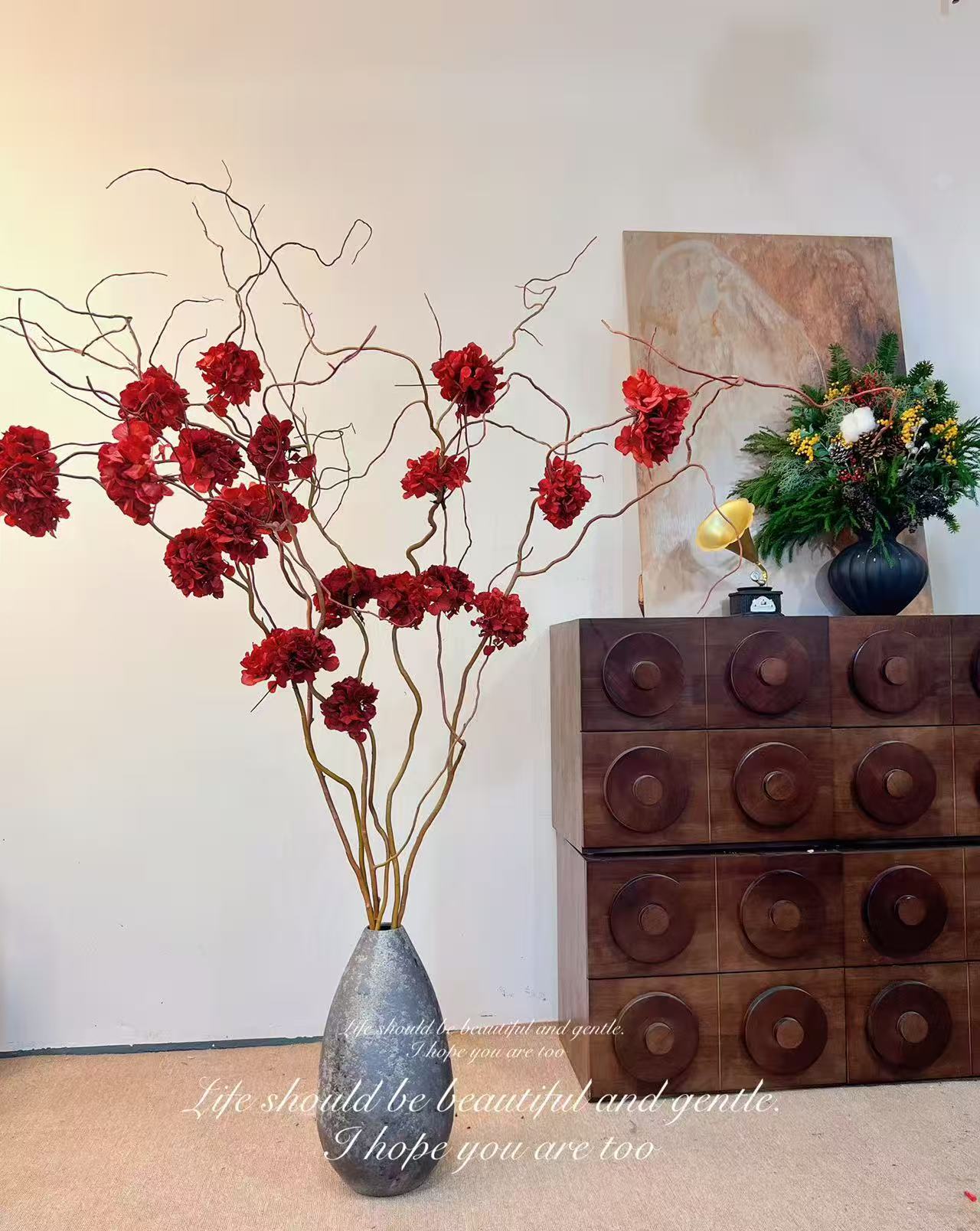 锦绣龙柳 龙柳鲜切枝绣球树客厅玄关高级感装饰营造喜庆氛围