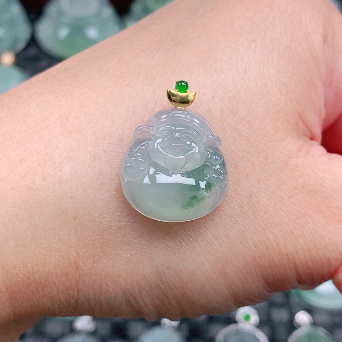 翡翠18K金镶嵌吊坠(不含链)