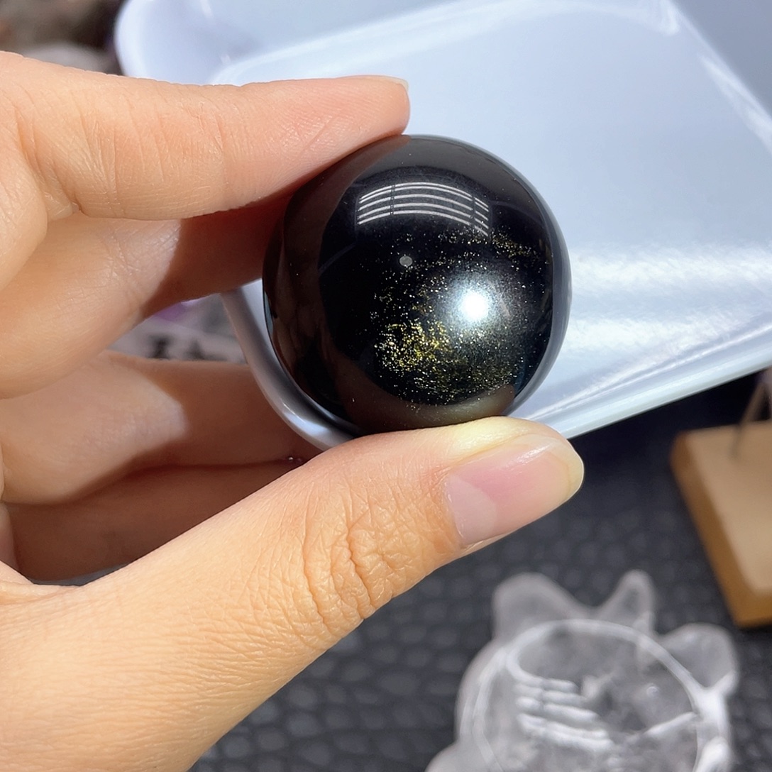 珠宝半成品水晶未镶嵌89金耀石球卡3.5mm无暇