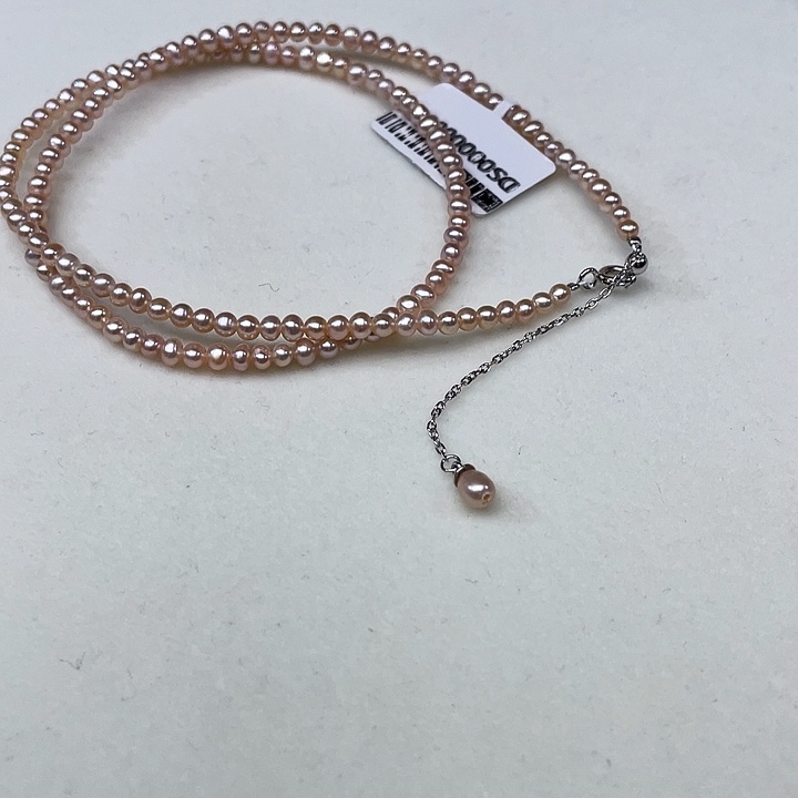 淡水珍珠颈饰银S925镶嵌卡3到4极光中国红