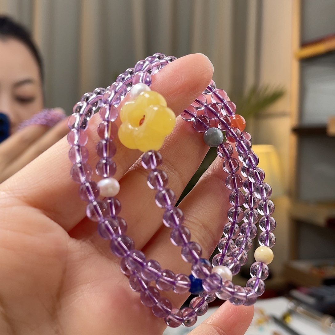 琥珀裸石未镶嵌蜜蜡手链