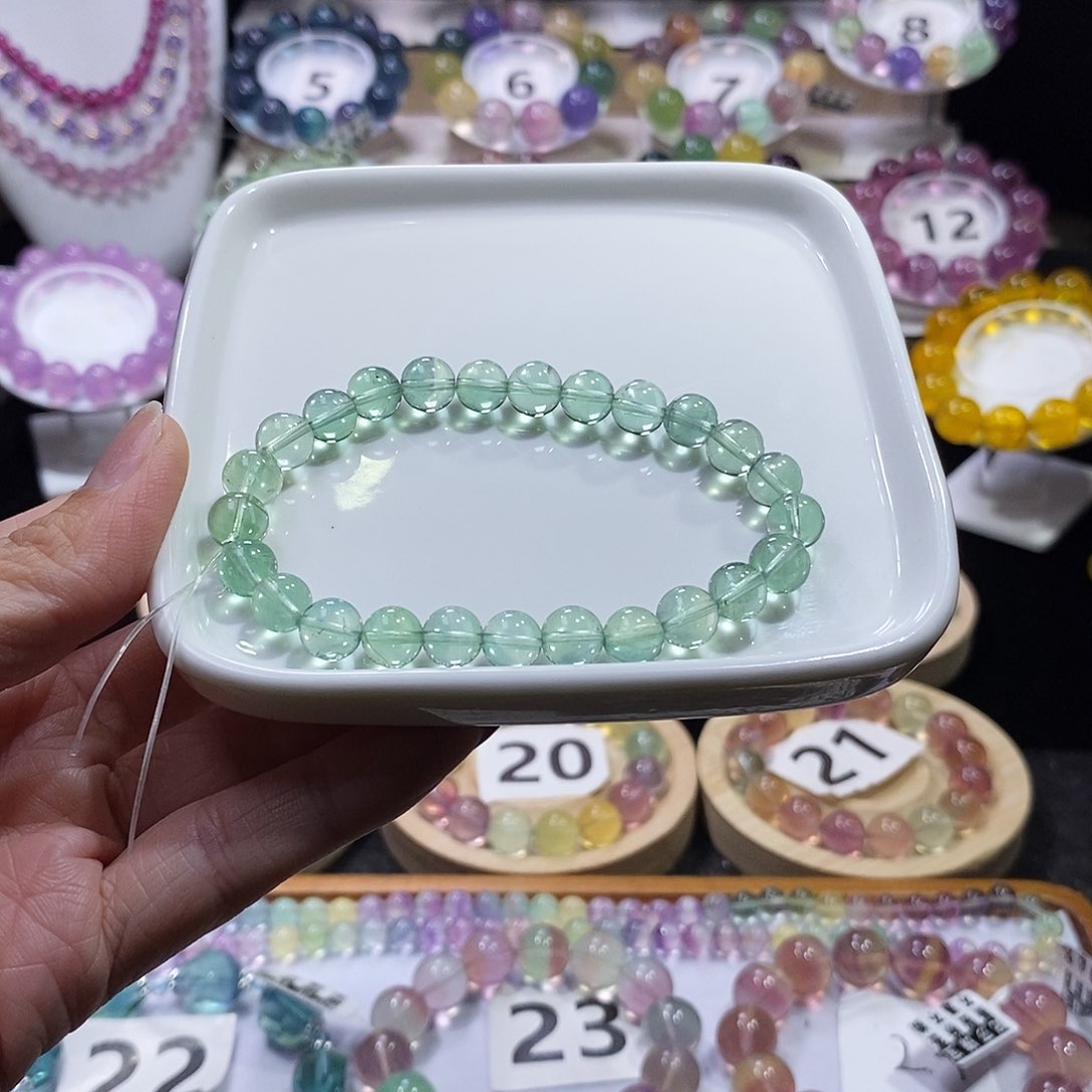 萤石手链未镶嵌8m冰薄荷绿