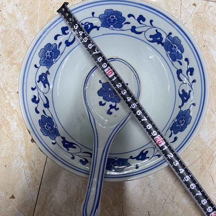 陶摆件芙蓉花大碗加勺子