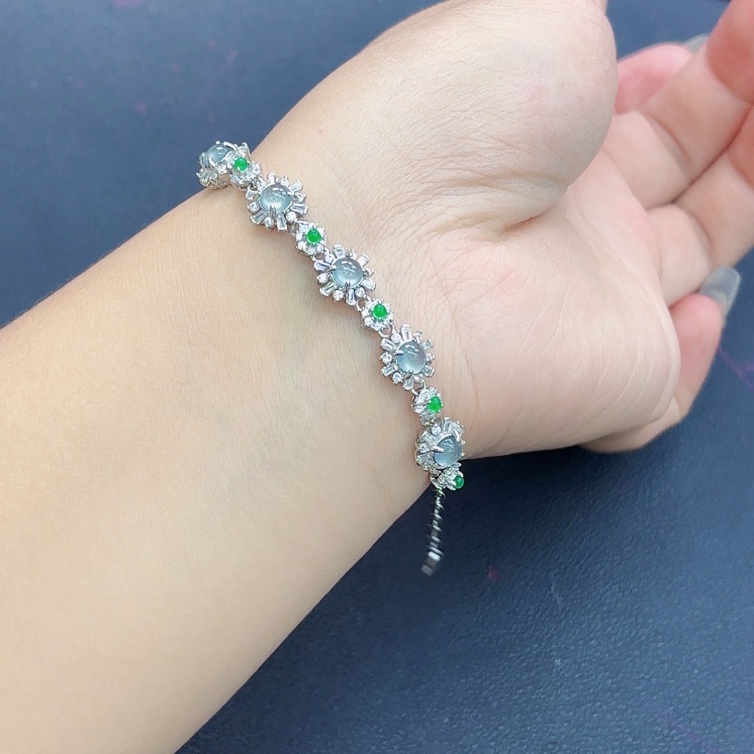 银S925镶嵌翡翠手链精品•手链