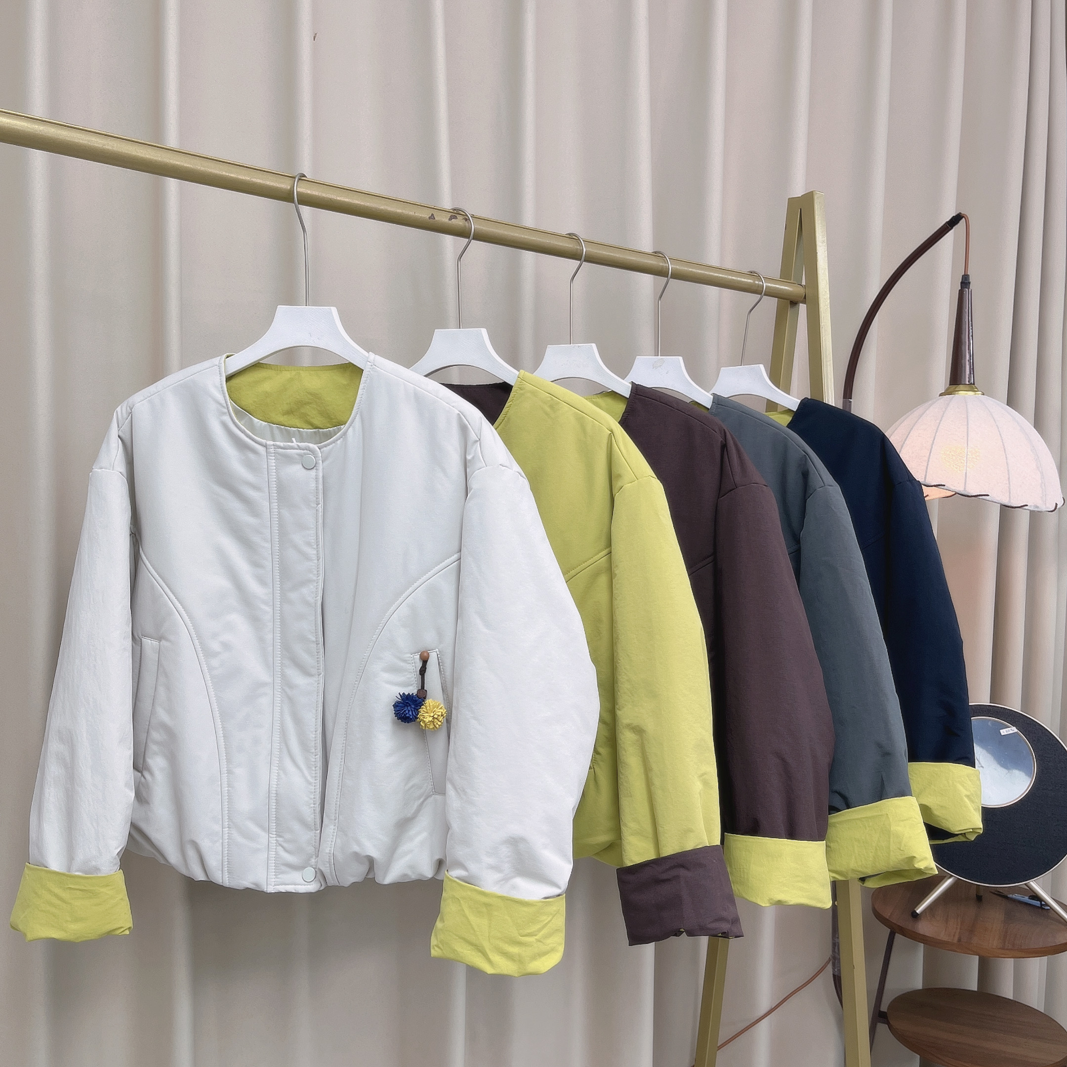 232女装棉服时尚百搭纯色圆领保暖休闲外套