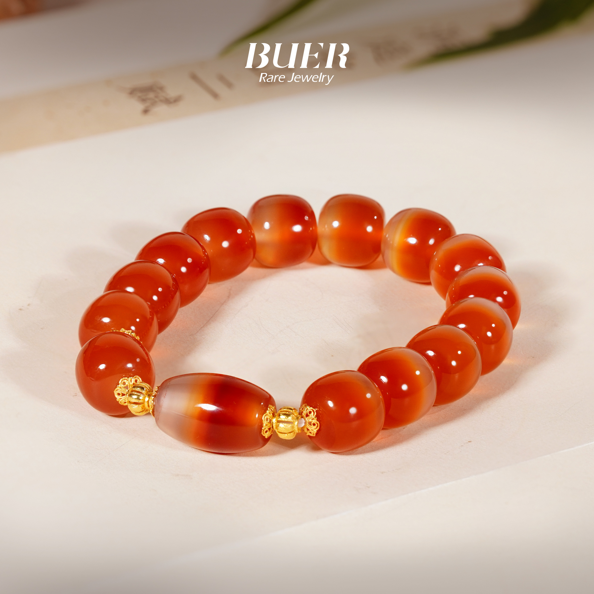 【不二】石榴玛瑙18K金DIY手串12mm（多样性发）