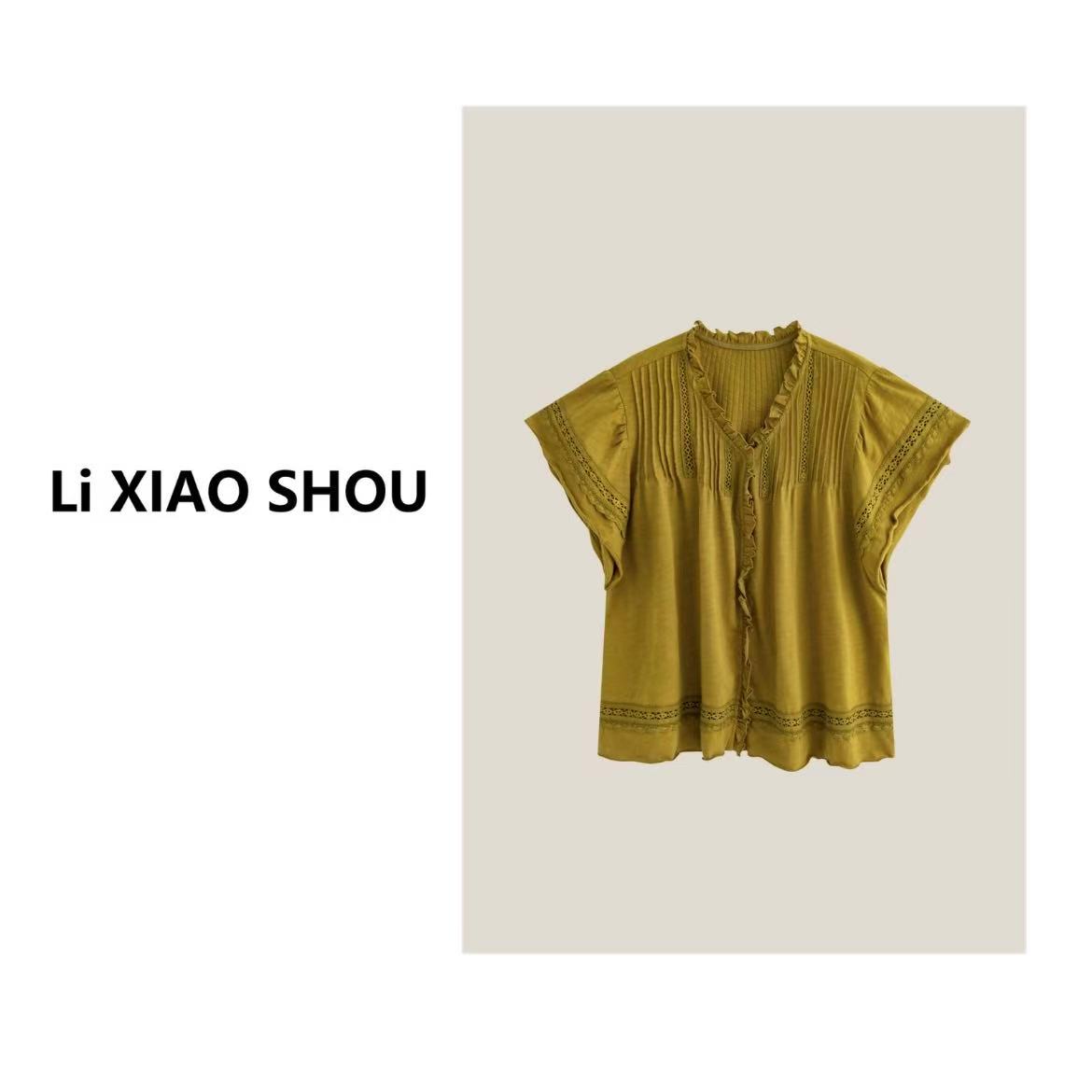 【李小瘦大码女装】新款韩版显瘦薄款百搭纯欲小衫女1079D