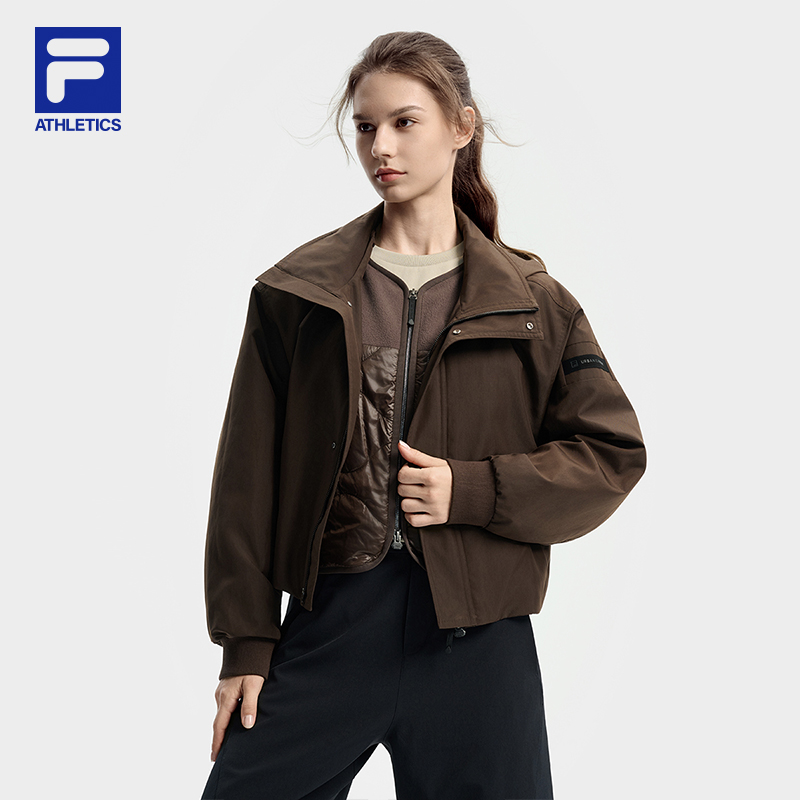 斐乐女士棉服两件套2025冬新款户外运动宽松连帽外套A11W548902F