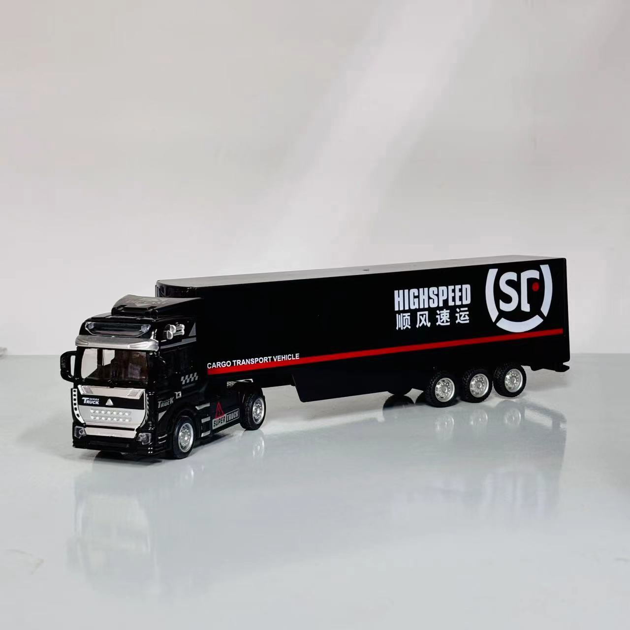 大号合金快递货柜车回力车 车头合金HG