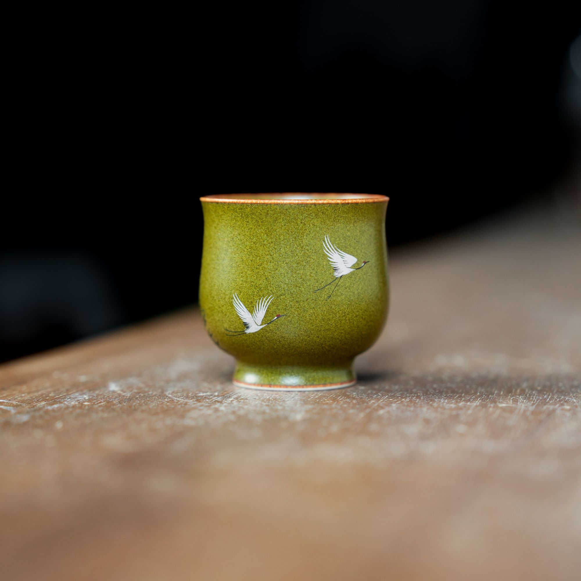 【夏老师】茶叶末黑竹仙鹤鼓腹单杯