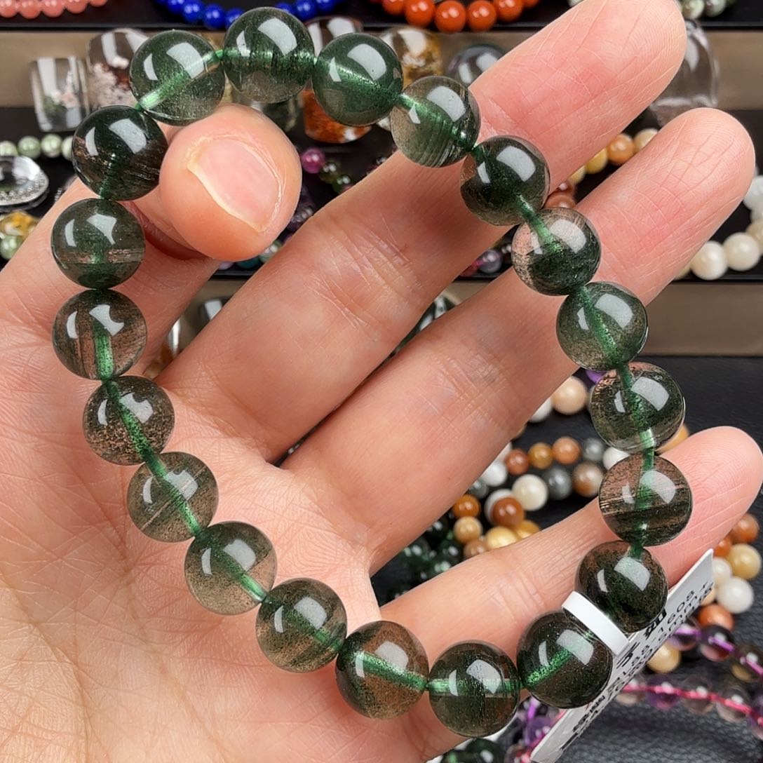 水晶手链未镶嵌天然绿幽灵步步高升千层