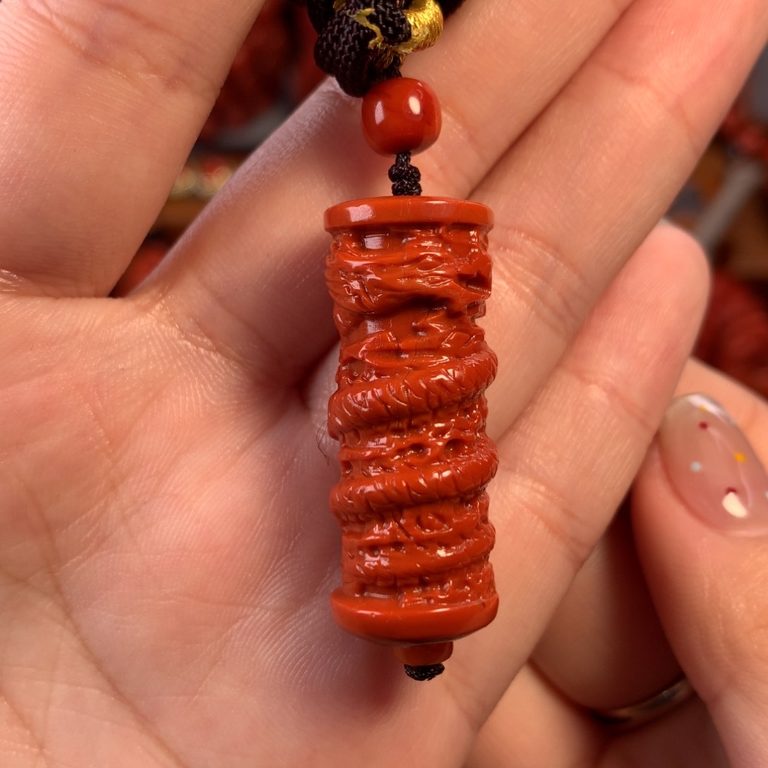 南红玛瑙川料瓦西精工龙桶柱未镶嵌