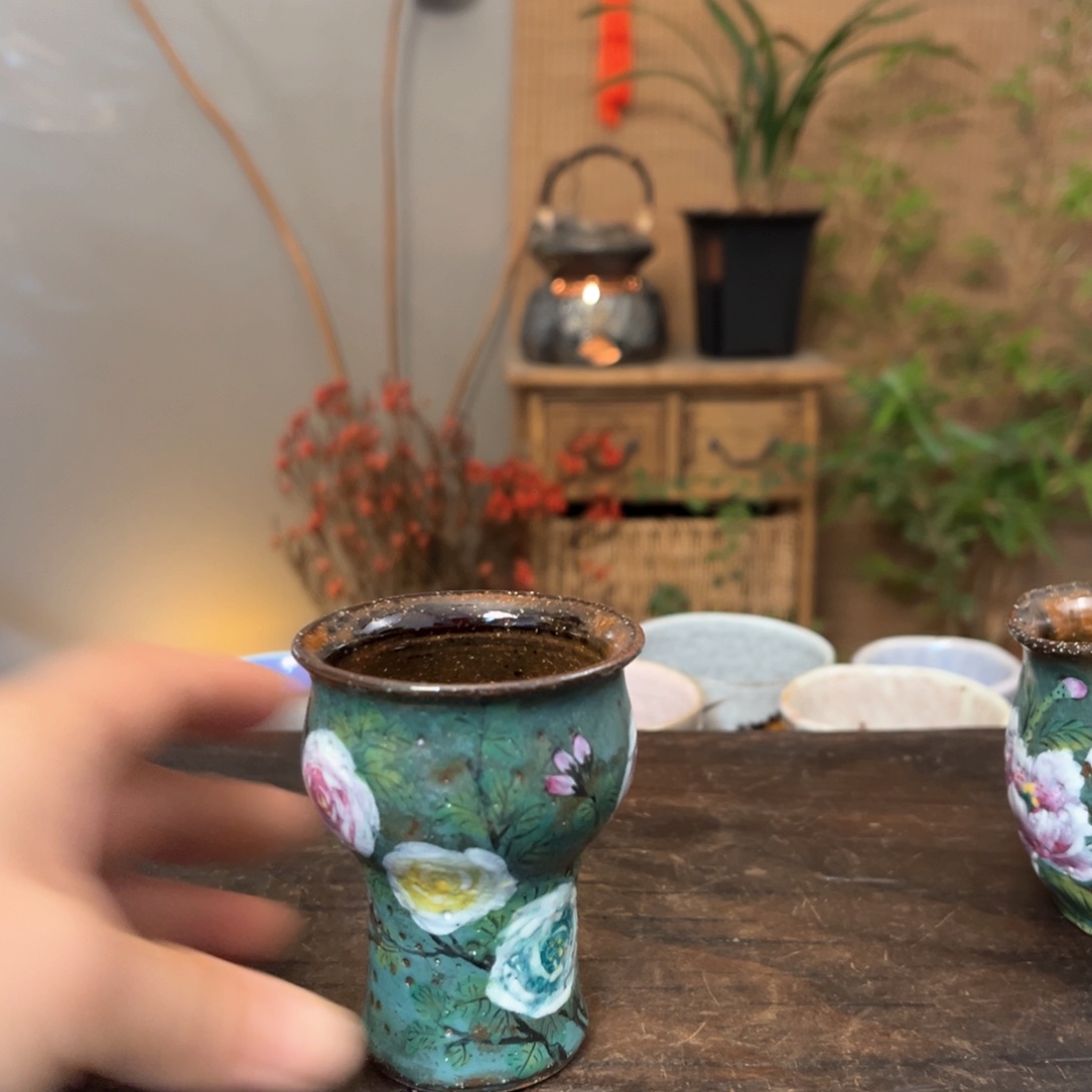 杯景德镇柴窑手绘杯
