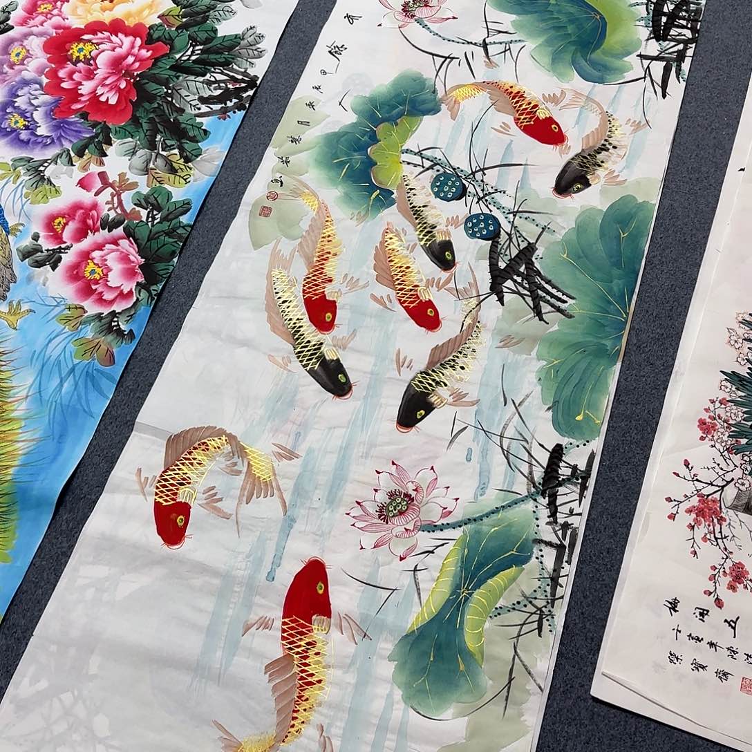 国画尺寸70X180手绘作品 