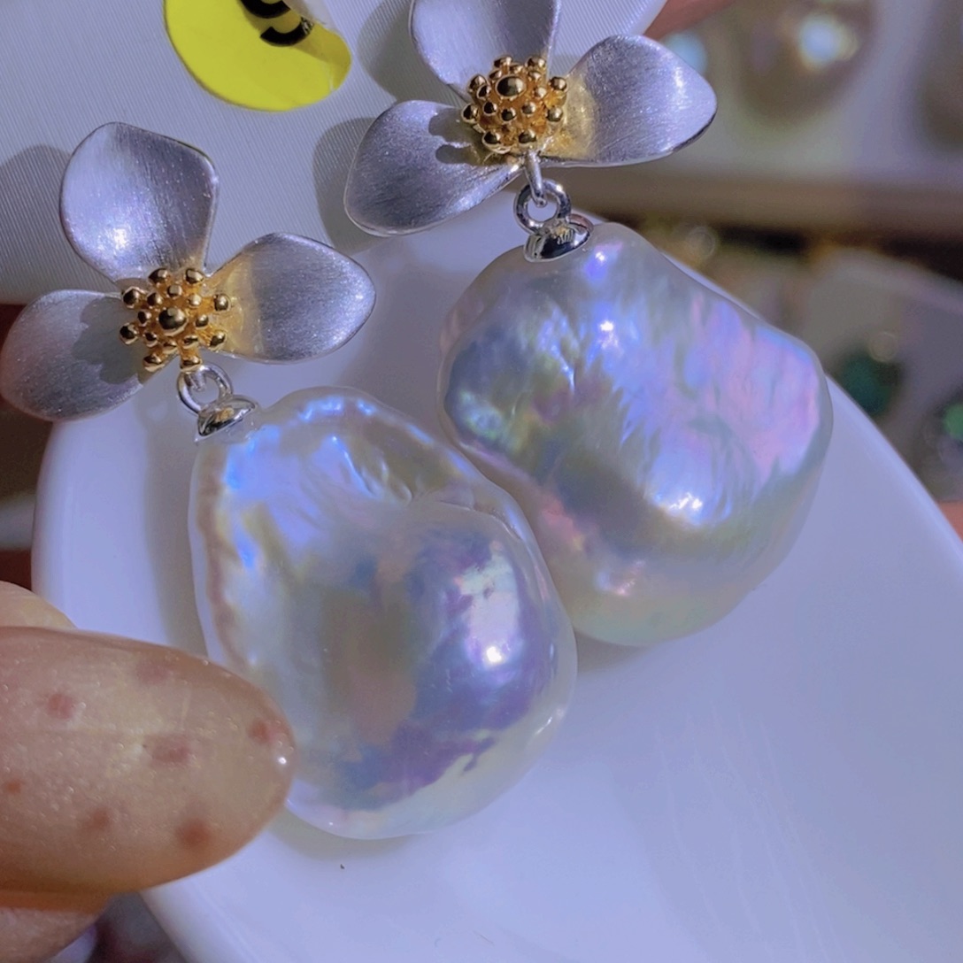 银S925镶嵌天然珍珠淡水珍珠