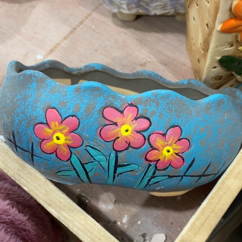 陶瓷椭圆蓝色小花3346346