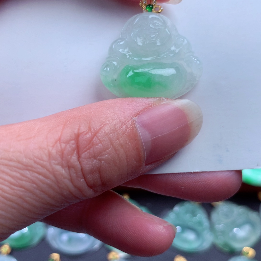 翡翠吊坠(不含链)18K金镶嵌