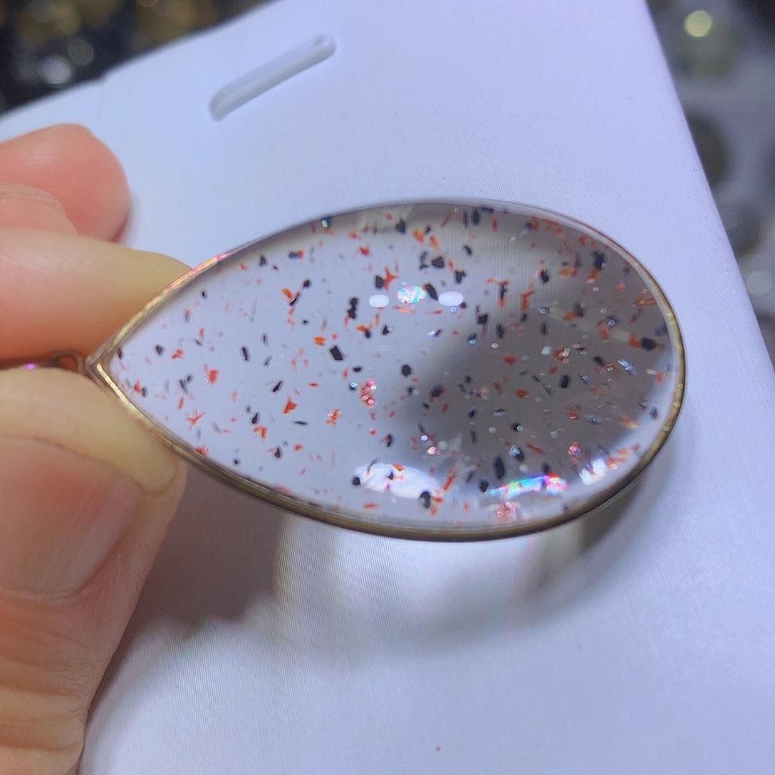 银S925镀金镶嵌吊坠(赠链)水晶天然水晶