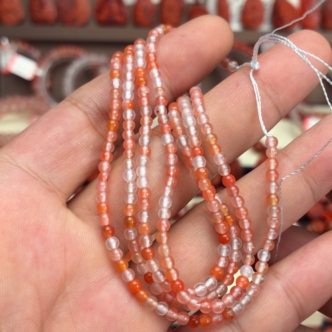 南红玛瑙未镶嵌颈饰糖果色小米珠3+